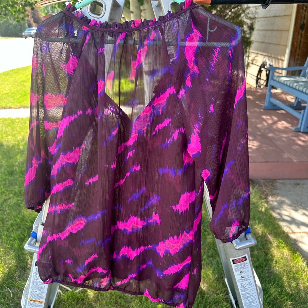 Espress see through top in pink, purple and blue
